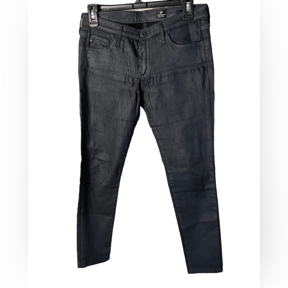 AG Adriano Goldschmied Women’s “The Farrah” Black Coated Skinny Jeans